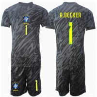 Camisa de Futebol Brasil Alisson Becker #1 Goleiro Equipamento Secundário Infantil Copa America 2024 Manga Curta (+ Calças curtas)